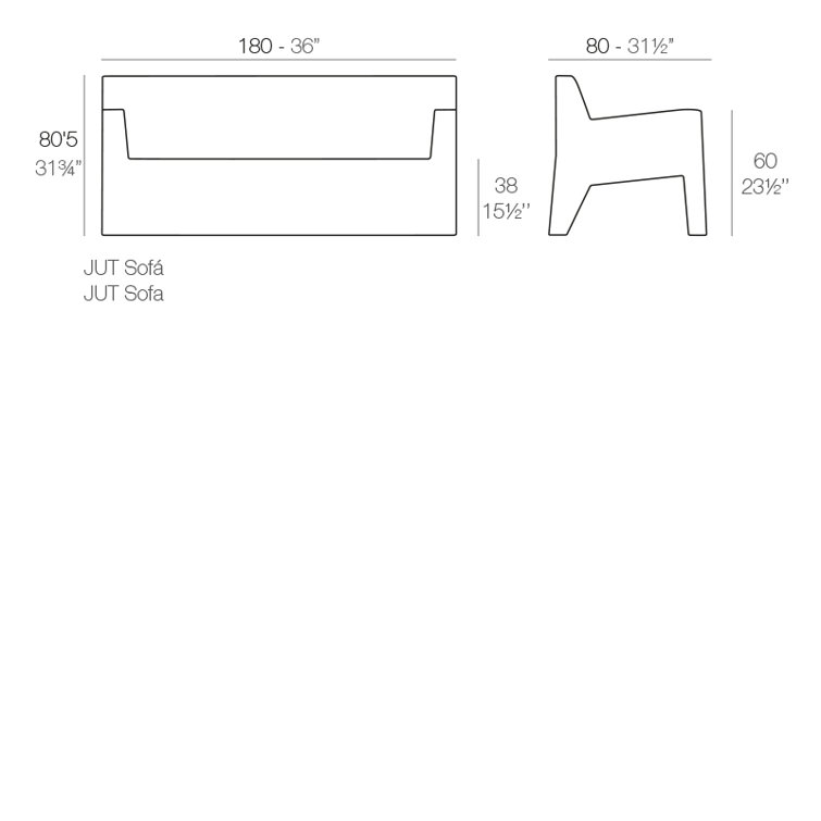 Studio Vondom Jut 62.75" Modern Outdoor Sofa in White Matte