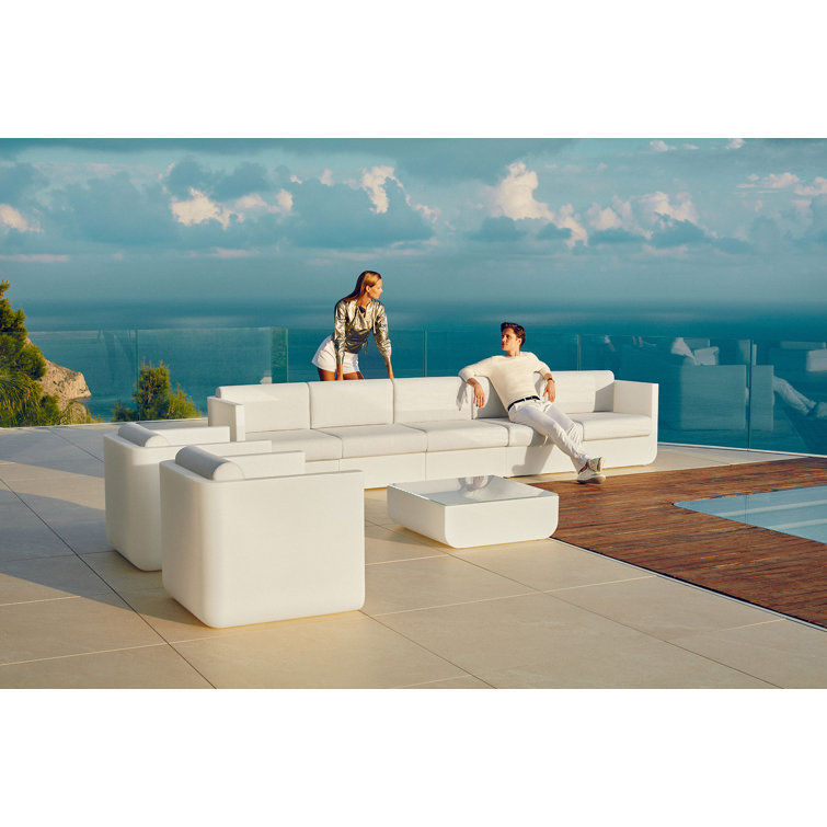Esteve Modern White Matte Polyethylene Dining Chair with Cushioned Seat