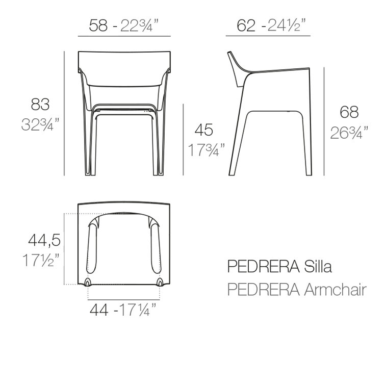Pedrera Black Resin Outdoor Dining Chair with Cushion