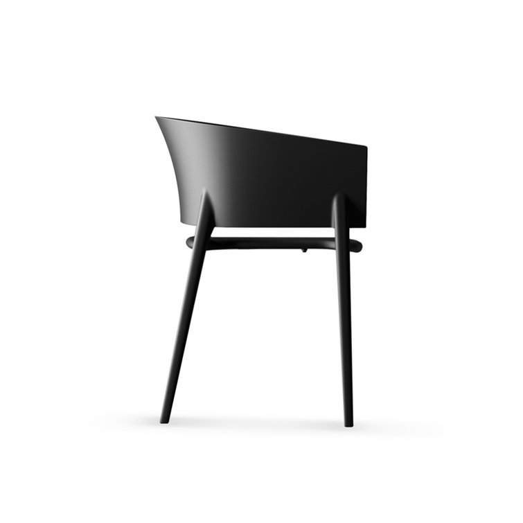 Elegantly Curved Matte Black Polypropylene Dining Chair by Eugeni Quitllet