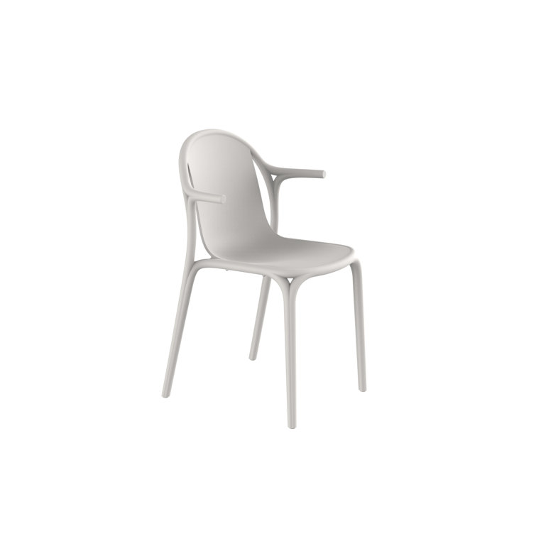 Brooklyn White Plastic Outdoor Stacking Dining Armchair