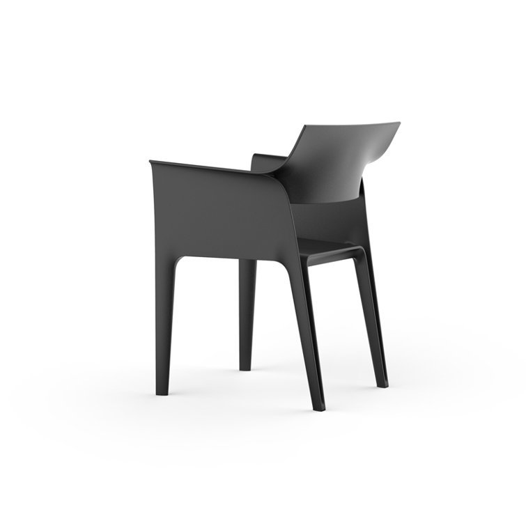 Pedrera Black Resin Outdoor Dining Chair with Cushion