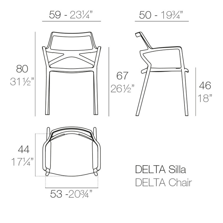 Bronze Matte Delta Polypropylene Outdoor Dining Armchair