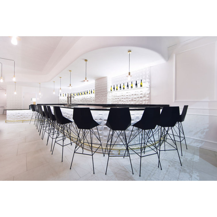 Faz Matte Black Polyethylene Armless Bar Stool