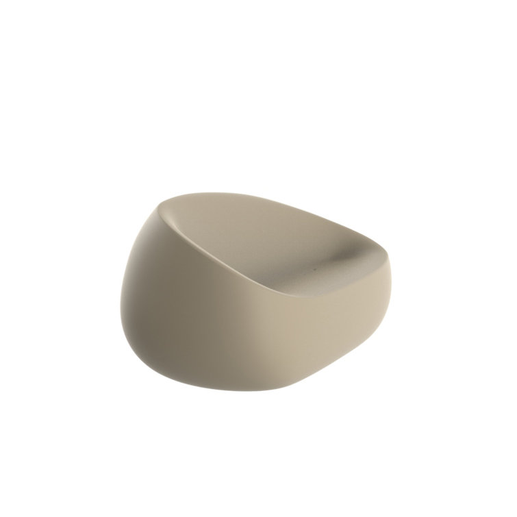 Ecru Matte Polyethylene Three-Seat Outdoor Sofa