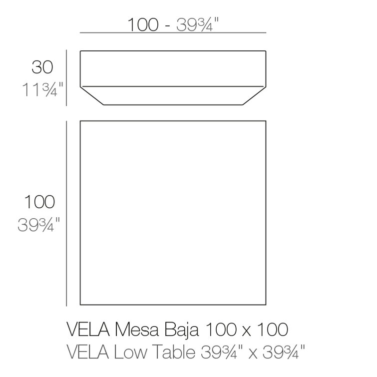 Vela Anthracite Plastic Acrylic Square Outdoor Coffee Table