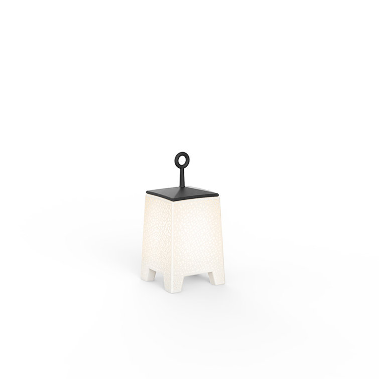 White Polyethylene LED Outdoor Floor Lamp with Handle