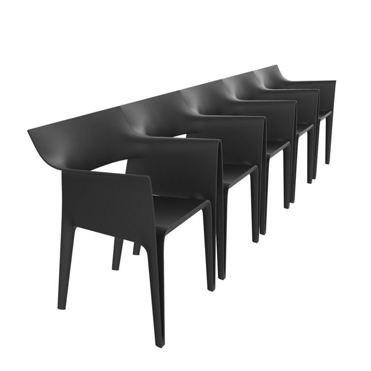Pedrera Black Resin Outdoor Dining Chair with Cushion