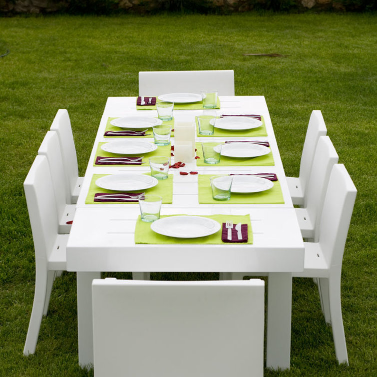 White Matte Polyethylene Armless Outdoor Chair with Cushion
