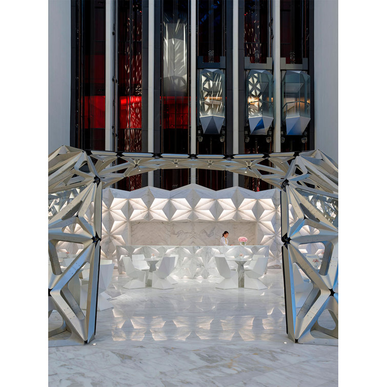 Karim Rashid's Modern Faceted White Polyethylene Outdoor Dining Chair