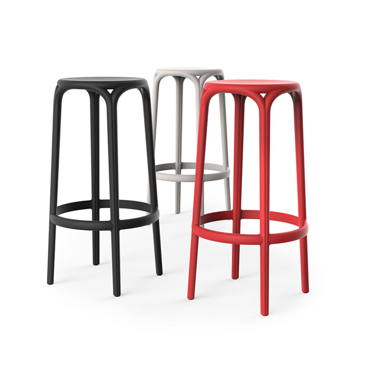 Urban Bridge-Inspired Black Matte Bar Stool in Polypropylene