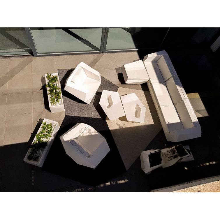 White Matte Polyethylene Hexagonal Outdoor Coffee Table