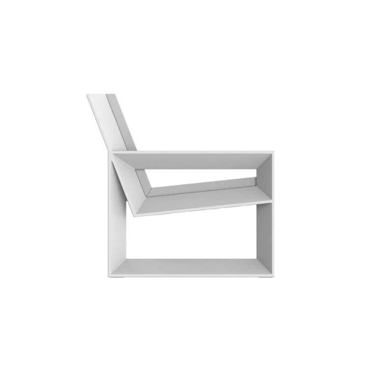 White Polyethylene Lounge Chair with Cushions and Arms