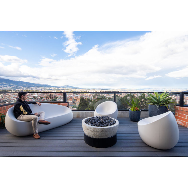 Zen Harmony White Matte Polyethylene 3-Seater Outdoor Sofa