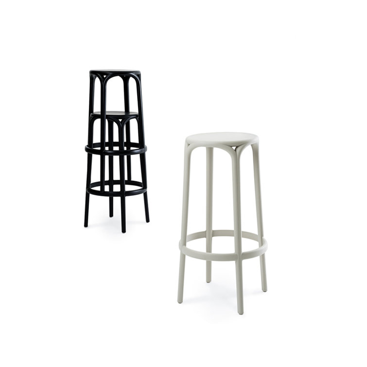Urban Bridge-Inspired Black Matte Bar Stool in Polypropylene