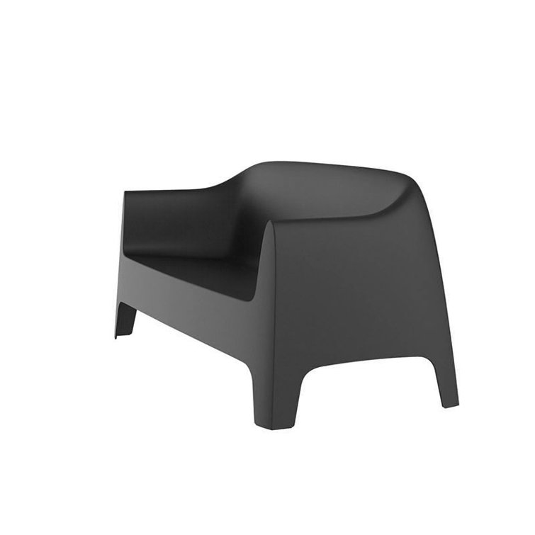 Solid Black Matte Polypropylene Outdoor Sofa