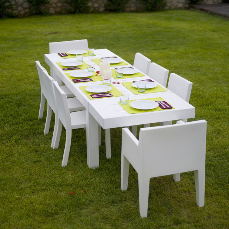 White Matte Polyethylene Armless Outdoor Chair with Cushion