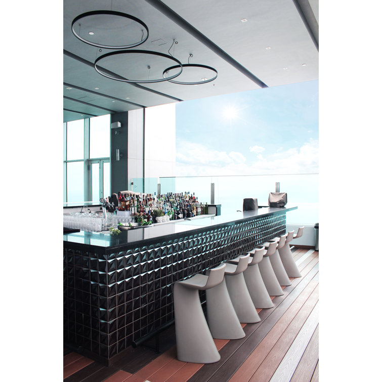 Ecru Polyethylene Indoor/Outdoor Sculptural Bar Stool