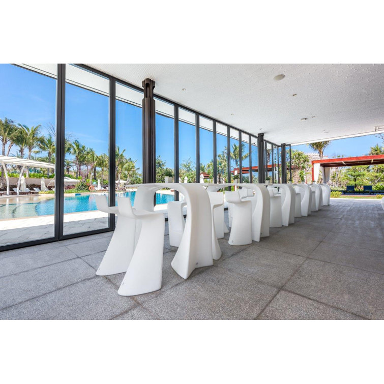 Ecru Polyethylene Indoor/Outdoor Sculptural Bar Stool