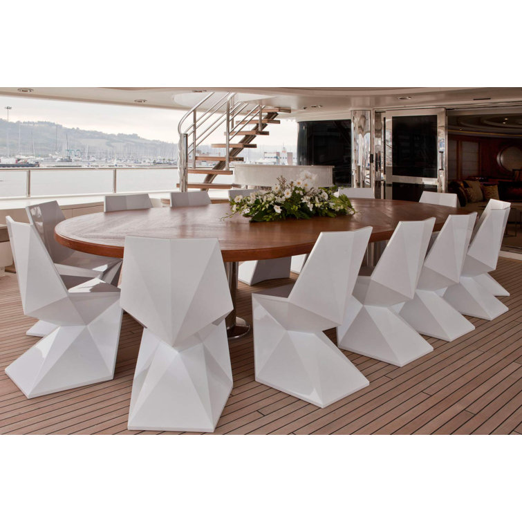 Karim Rashid's Modern Faceted White Polyethylene Outdoor Dining Chair