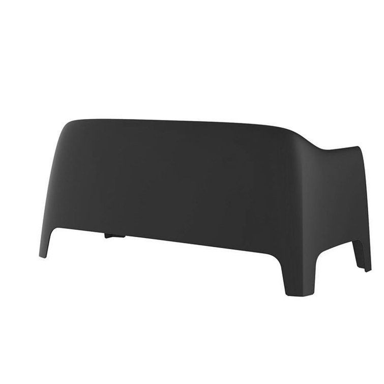 Solid Black Matte Polypropylene Outdoor Sofa