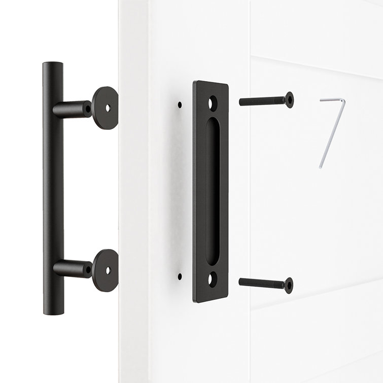 Matte Black Steel Indoor Barn Door Handle Set