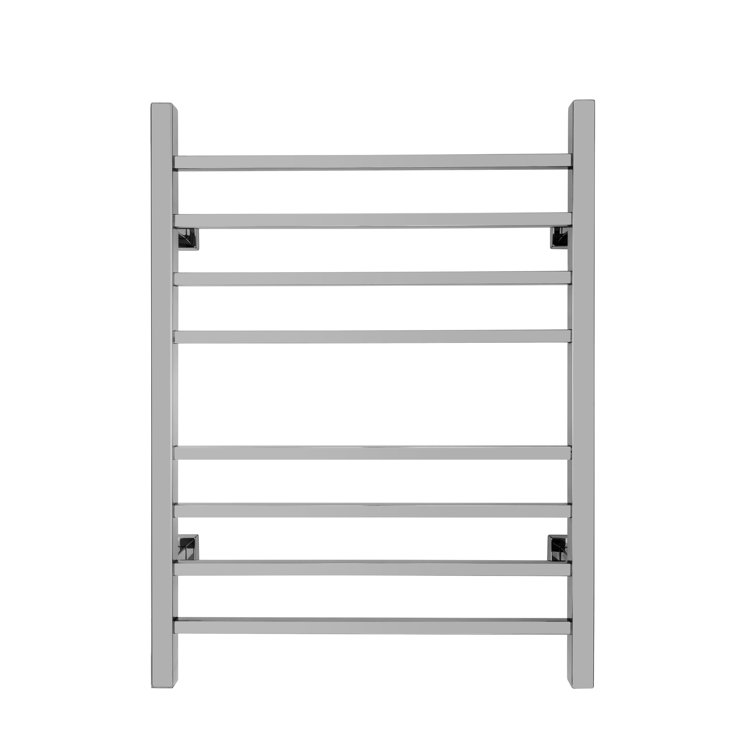 Polished Stainless Steel Wall-Mounted Towel Warmer with 8 Bars