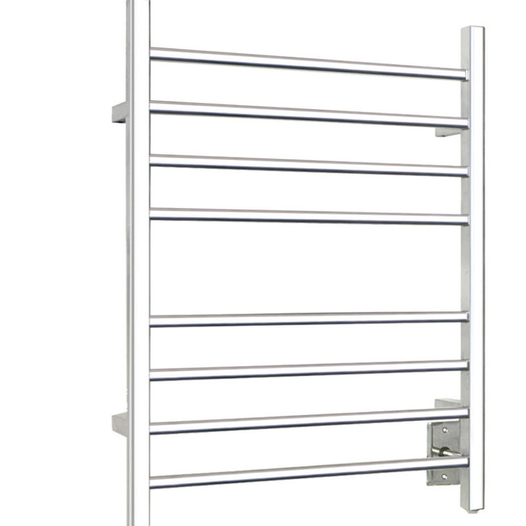 Polished Stainless Steel Wall-Mounted Towel Warmer with 8 Bars