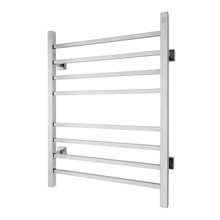 Polished Stainless Steel Wall-Mounted Towel Warmer with 8 Bars
