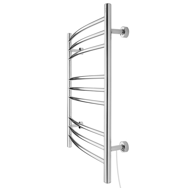 Polished Stainless Steel Wall-Mounted Curved Towel Warmer with 9 Bars