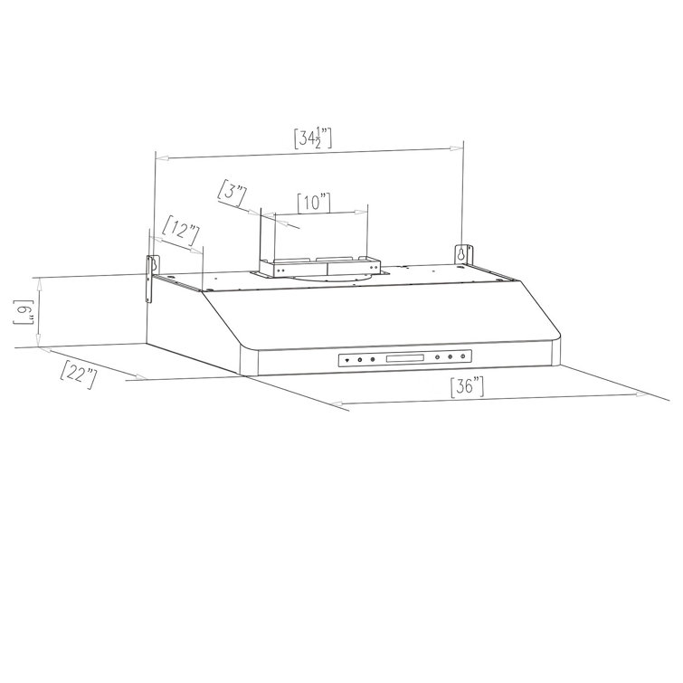 36-Inch Stainless Steel Under Cabinet Range Hood with LED Lights