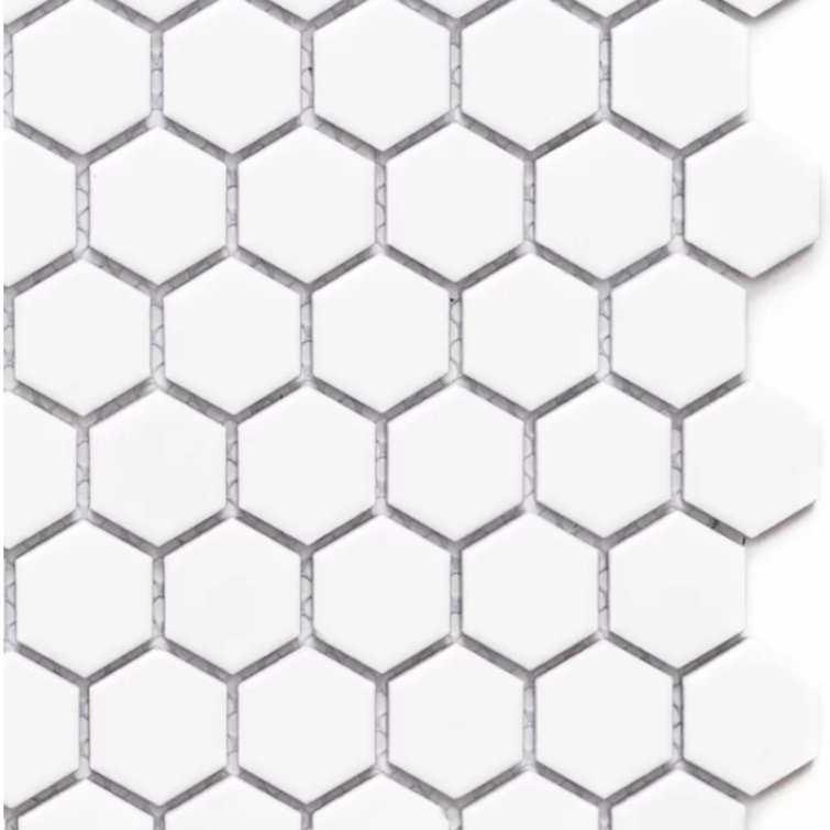 White Hexagon Porcelain Mosaic Tile with Matte Finish