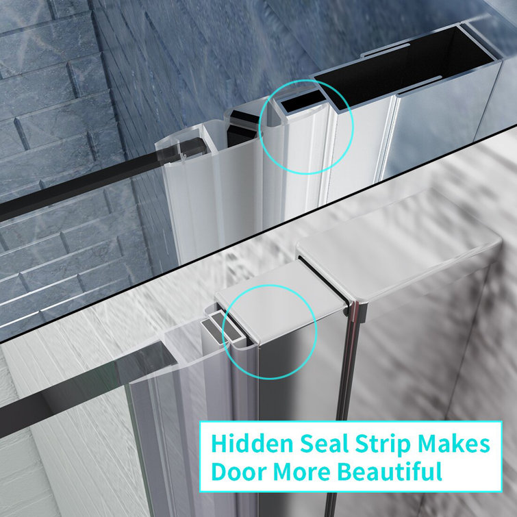 72'' Clear Tempered Glass Bi-Fold Frameless Shower Door