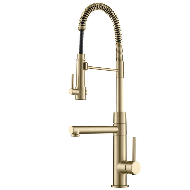 Stainless Steel and Matte Black Pull-Down Kitchen Faucet