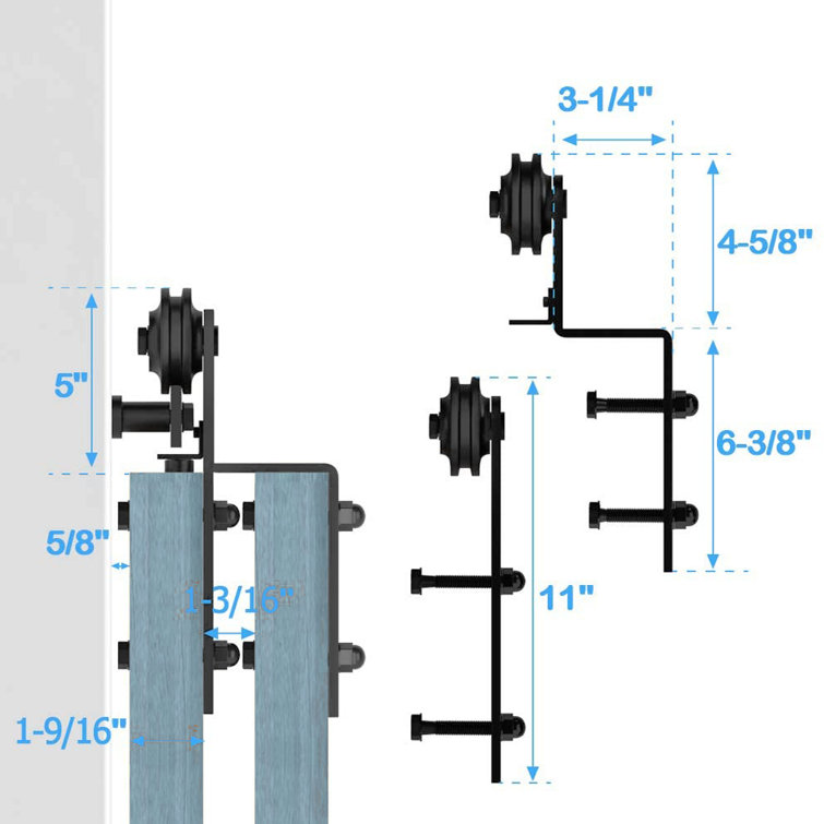 Matte Black Heavy Steel Single Track Barn Door Hardware Kit
