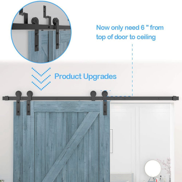 Matte Black Heavy Steel Single Track Barn Door Hardware Kit