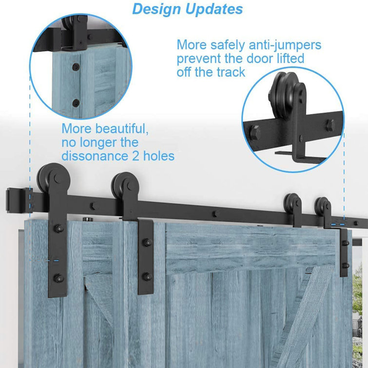 Matte Black Heavy Steel Single Track Barn Door Hardware Kit