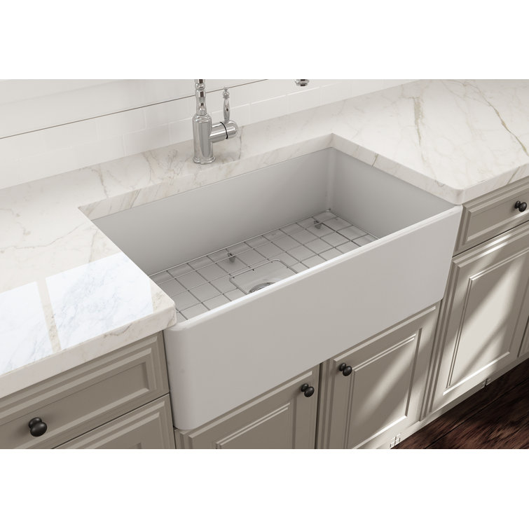 30'' White Fireclay Farmhouse Apron Kitchen Sink