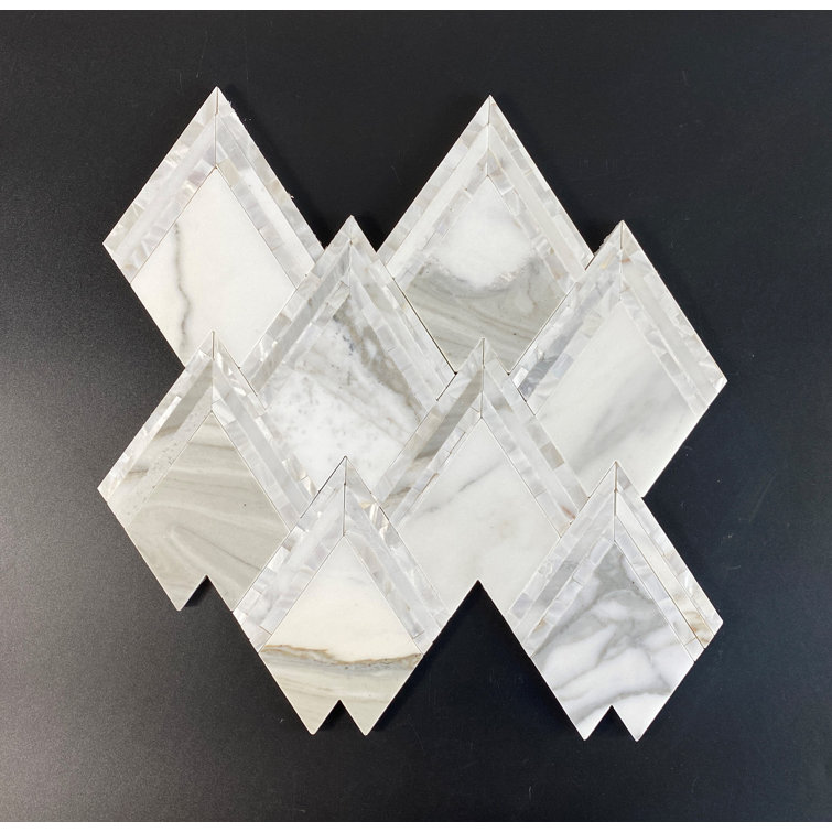 Calacatta Marble and Mother of Pearl Mosaic Tile Sheet