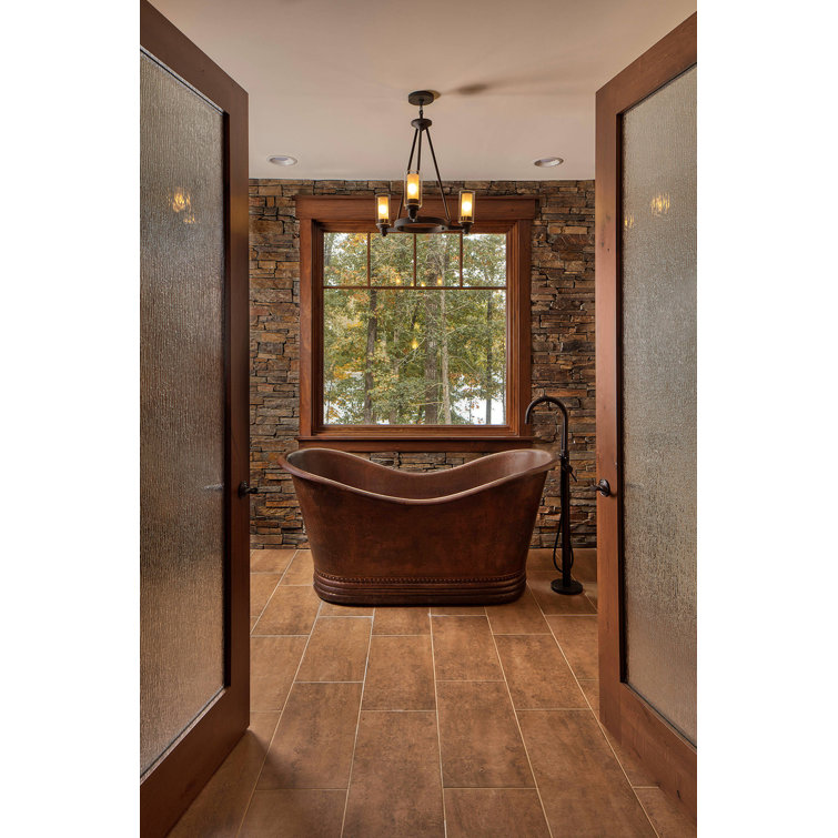 67" Oil Rubbed Bronze Hammered Copper Double Slipper Bathtub