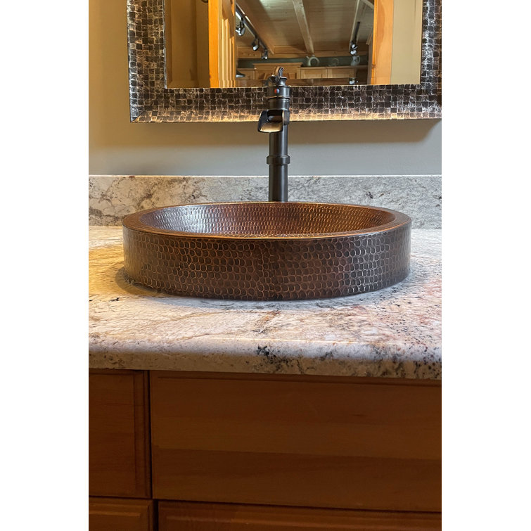 18" Oval Hammered Copper Vessel Sink in Oil Rubbed Bronze