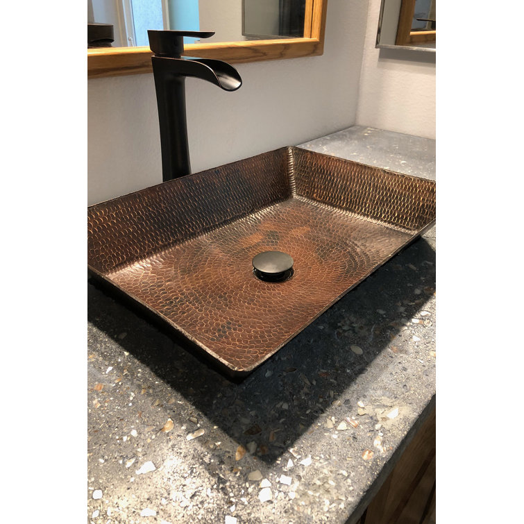 20" Hand Hammered Copper Rectangular Vessel Sink