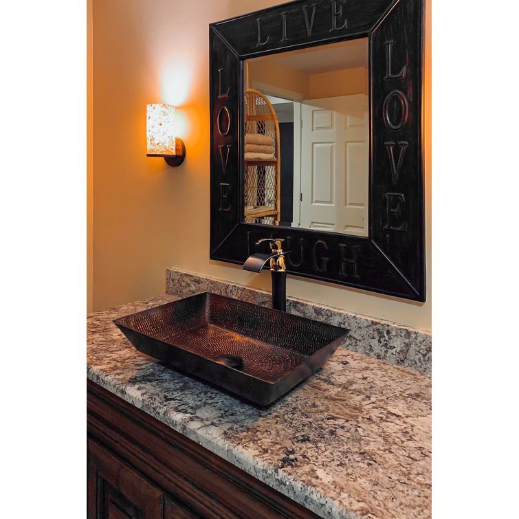 20" Hand Hammered Copper Rectangular Vessel Sink