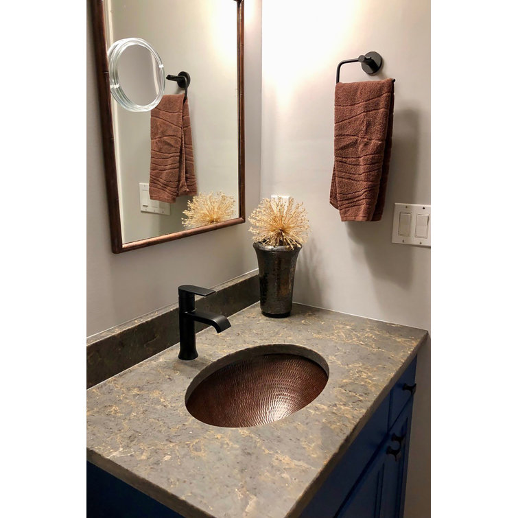 19" Oval Oil Rubbed Bronze Hammered Copper Bathroom Sink