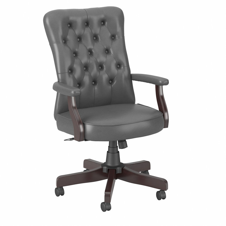 Arden Lane High-Back Washed Gray Leather Swivel Office Chair