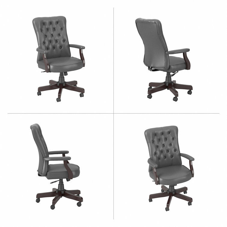 Arden Lane High-Back Washed Gray Leather Swivel Office Chair