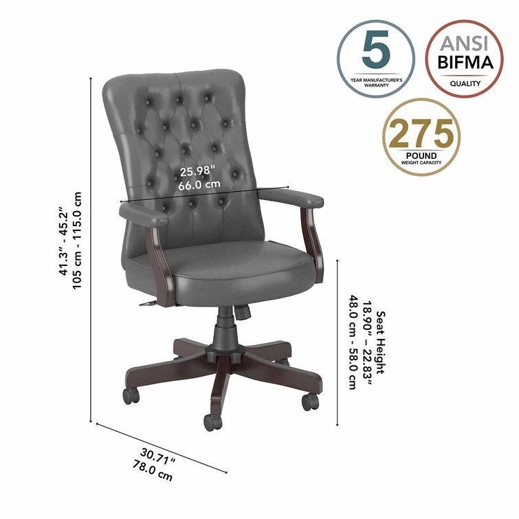 Arden Lane High-Back Washed Gray Leather Swivel Office Chair