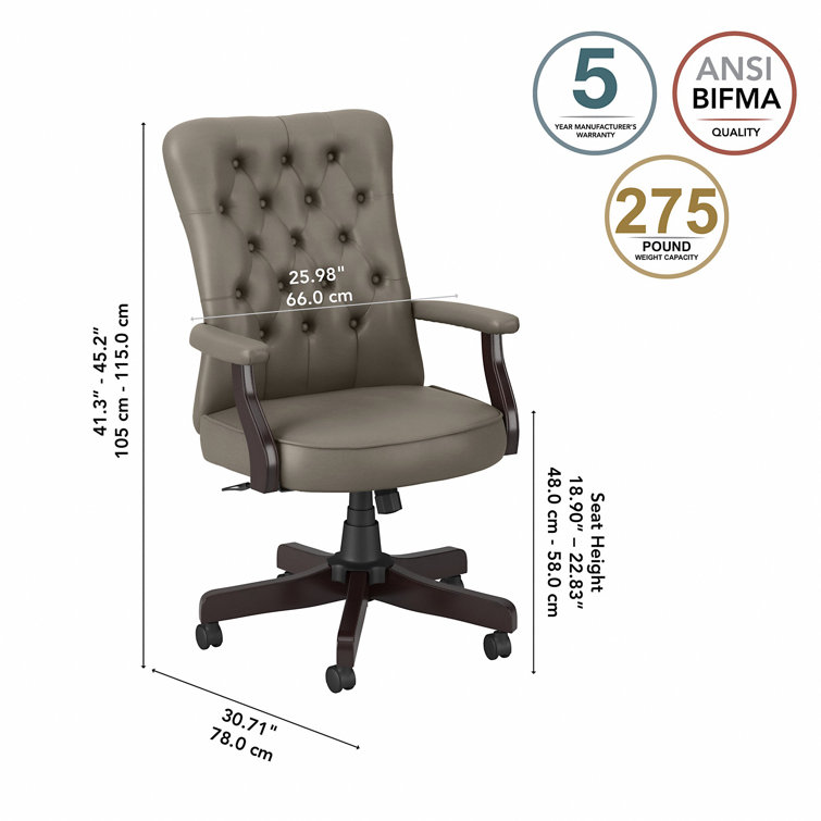 Arden Lane High-Back Washed Gray Leather Swivel Office Chair