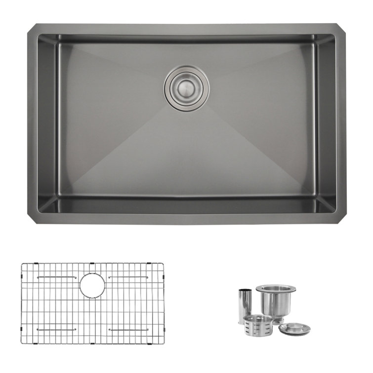 Graphite Black 30" Stainless Steel Single Bowl Undermount Kitchen Sink