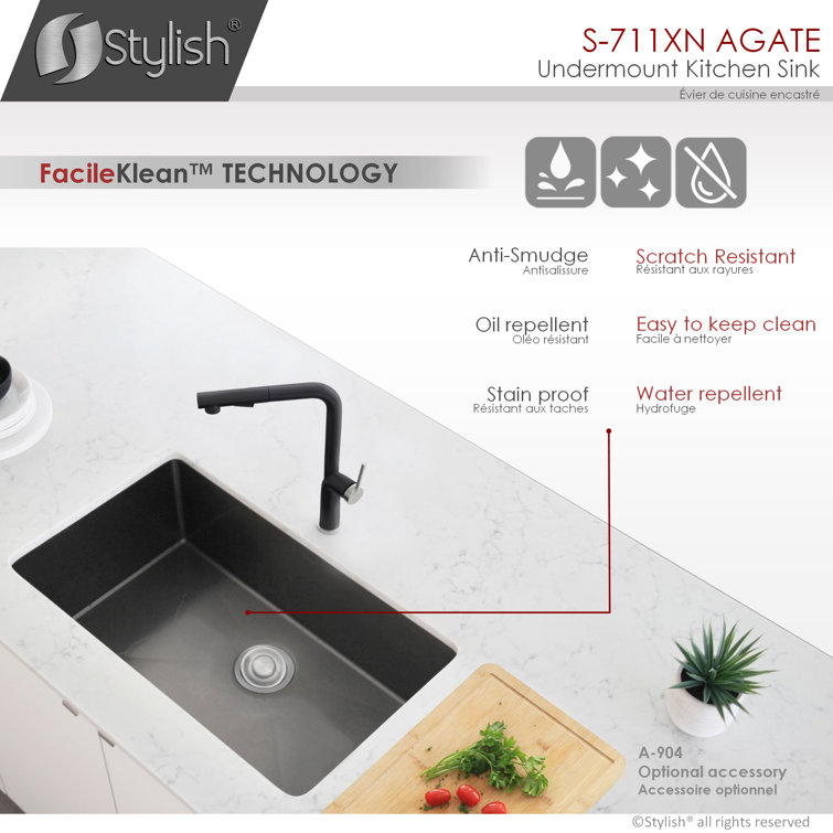 Graphite Black 30" Stainless Steel Single Bowl Undermount Kitchen Sink